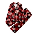 thumbnail image 1 of CAIVO Children Christmas Printed Button Down Lapel Long Sleeve Tops And Pants 2 Piece Pajama Sets Pyjamas, 1 of 3