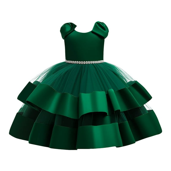 CAIVO Children Dress Princess Dress Girls Beaded Bow Knot Puff Cake Dress Big Children Festival Trendy Toddler Daily Wear