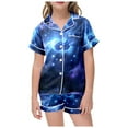 thumbnail image 1 of CAIVO Children Fashion Star Themed Printed Button Down Lapel Short Sleeved Tops Shorts 2 Piece Pajama Sets Pyjamas, 1 of 4