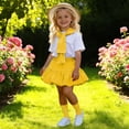 thumbnail image 1 of CAIVO Children Girls Performance Outfit Sets Cheerleader Dance Short Sleeve O-Neck T-Shirts With Skirts For Kindergarten Graduation Stage Show Versatile Clothes Sets, 1 of 3
