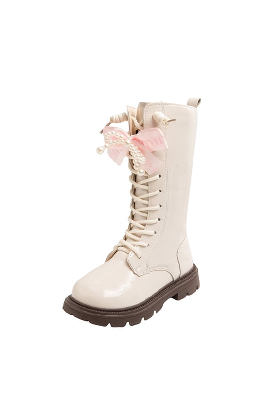 Children Shoes Fashionable Flat Boots Comfortable Soft Sole Leather Boots Boho Kids Winter Lightweight Solid Color Footwear