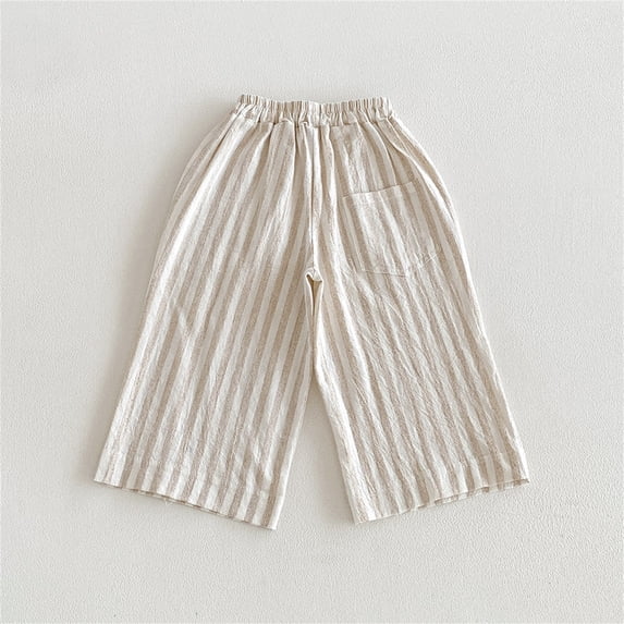 CAIVO Children Striped Wide Leg Pants For Boys Girls Summer Casual Outdoor Wear Breathable Comfortable Trousers