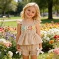 thumbnail image 1 of CAIVO Children Summer Toddler Girls Square Collar Fly Sleeve Floral Vest T Shirt Tops Shorts Outfit Sets Fashionable Clothing Sets, 1 of 7