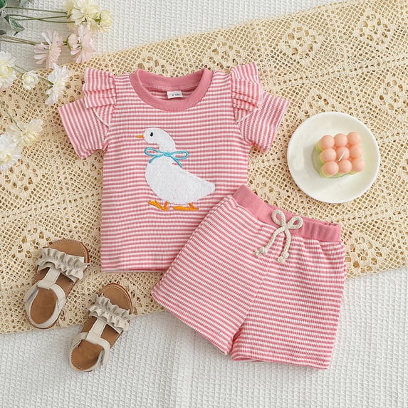 CAIVO Children Toddler Boys Girls Short Sleeve Cartoon Embroider ...