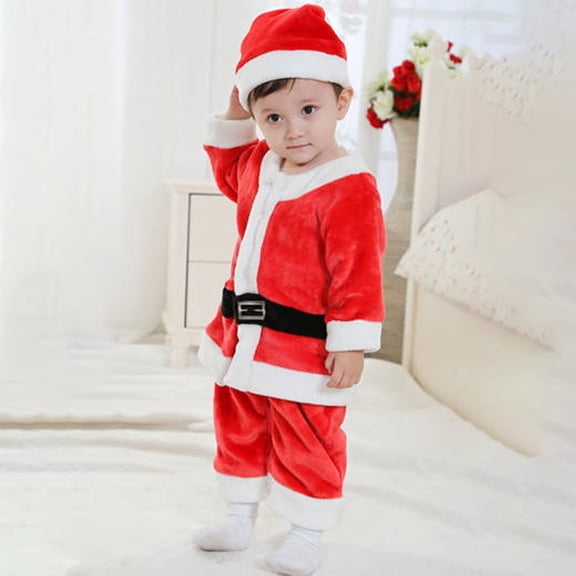 CAIVO Christmas Outfit Sets Children Character Dress Up Performance Clothing Long Sleeve Red Party Cloths Sets