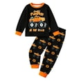 thumbnail image 1 of CAIVO Cozy Halloween Pumpkin Truck Cartoon Print Girls Sleepwear O-Neck Long Sleeve Tops & Pants Halloween Themed 2 Piece Pajama Sets For Kids, 1 of 6