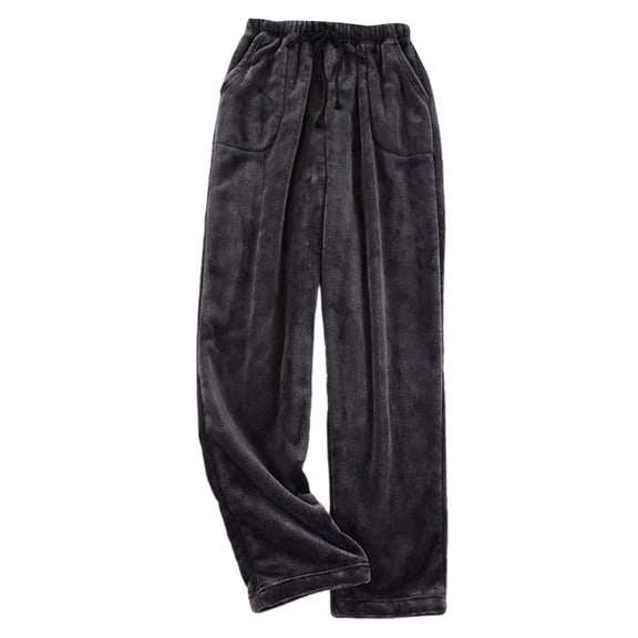 CAIVO Cozy Women's Sleep Pants For Winter Wide Leg Comfort Trousers Plus Size Soft Coral Velvet With Pockets And Drawstring Home Trousers Solid Color Daily Slacks Stylish