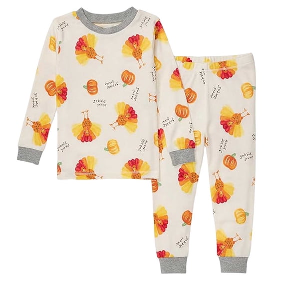 CAIVO Cute Cartoon Print Children's Long Sleeve O-Neck Tops And Pants 2 Piece Pajama Sets Comfortable Leisure Sleepwear Pjs