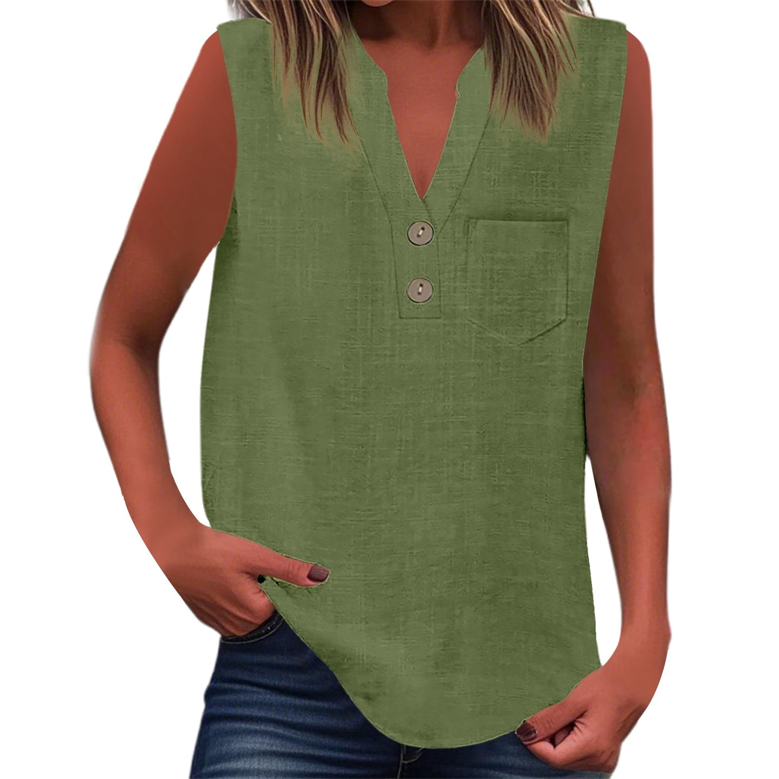 CAIVO Fashion Women's Shirts For Casual Wear Summer Sleeveless Button ...