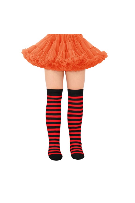 Girl Knee High Socks Striped Stockings Soft Stretchable Comfortable Breathable Fashionable Long Socks Daily Wear Boho Child Solid Color Socks