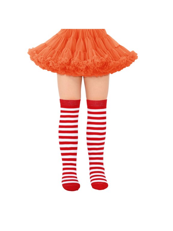 Girl Knee High Socks Striped Stockings Soft Stretchable Comfortable Breathable Fashionable Long Socks Daily Wear Holiday Child Solid Color Socks
