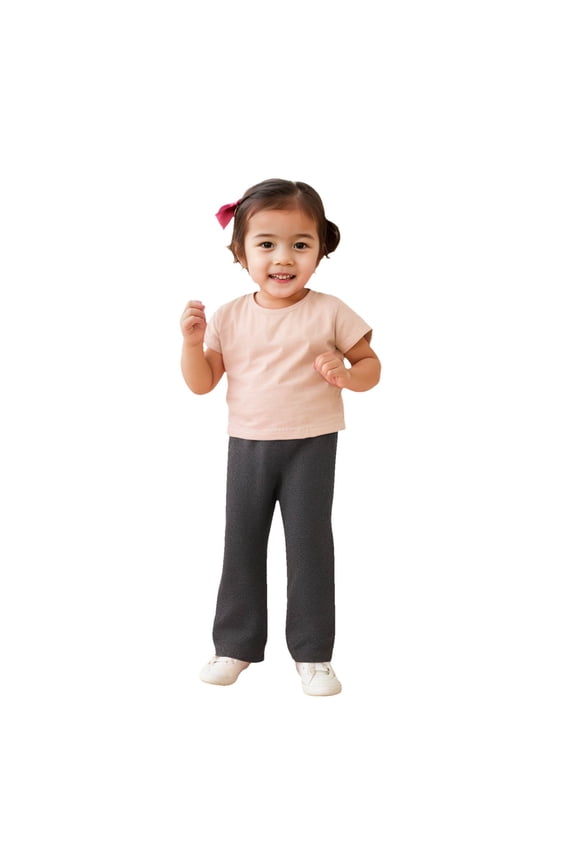 Girls Autumn Solid Color Woolen Warm Pants Soft Toddler Child Daily Wear Trousers