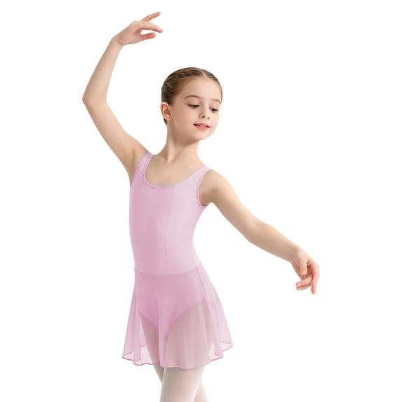 CAIVO Girls Ballet Dance Leotard With Tutu Skirt Strap Backless Romper For Practice Performance Recital Sleeveless Adorable Kids Onesie