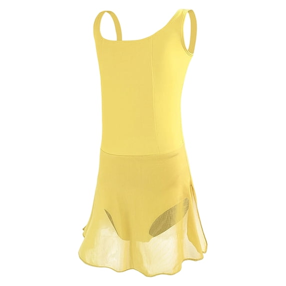CAIVO Girls Ballet Dance Leotard With Tutu Skirt Strap Backless Romper For Practice Performance Recital Sleeveless Comfort Kids Onesie