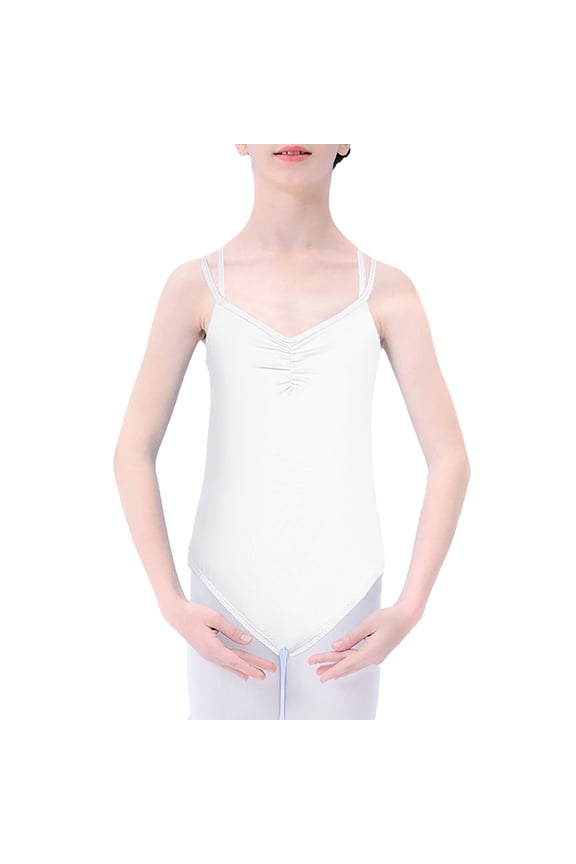 Girls Ballet O-Neck Romper Jumpsuit Summer V Neck Dance Leotard For Toddler Kids Performance Practice Outfits Cute Child Daily Wear