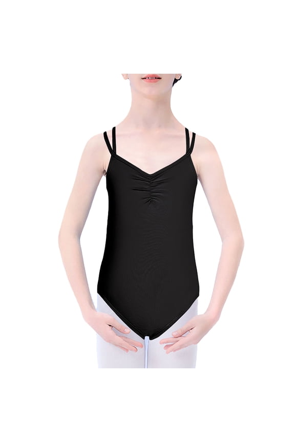 Girls Ballet O-Neck Romper Jumpsuit Summer V Neck Dance Leotard For Toddler Kids Performance Practice Outfits Soft Child Daily Wear