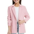 thumbnail image 1 of CAIVO Girls Blazers Jacket Long Sleeve Lapel Collars With Inner Pocket Open Front Casual Kids Blazers Suit Relaxed Fit Toddler Child Daily Wear, 1 of 9