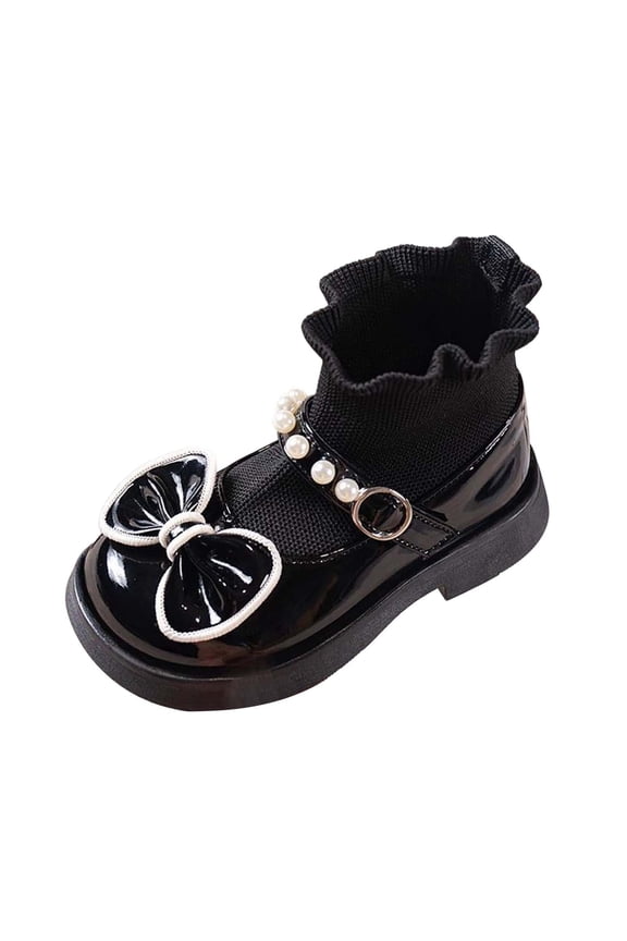 Girls Bow Pearl Short Boots Kids Cozy Fuzzy Ballet Style On Winter Lightweight Solid Color Footwear Girls Cozy Child Shoes