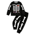 thumbnail image 1 of CAIVO Girls Boys Halloween Pajama Set O-Neck Long Sleeve Tops With Matching Pants Cartoon Skeleton Print Cozy 2 Piece Sleepwear For Autumn Winter Kids Pjs, 1 of 7