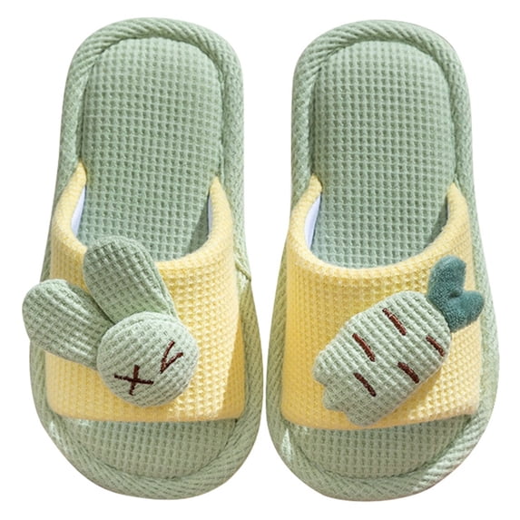 CAIVO Girls Boys Kids Home Slides Indoor Floor Cute Cartoon Soft Comfortable Non- Linen Slipper Solid Color Beach Shoes for Toddler Child