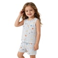thumbnail image 1 of CAIVO Girls Colorful Star Shell Print Sleeveless 2 Piece Pajama Sets Button Down Front Vest Tops Matching Shorts Kids Summer Sleepwear Pyjamas, 1 of 3
