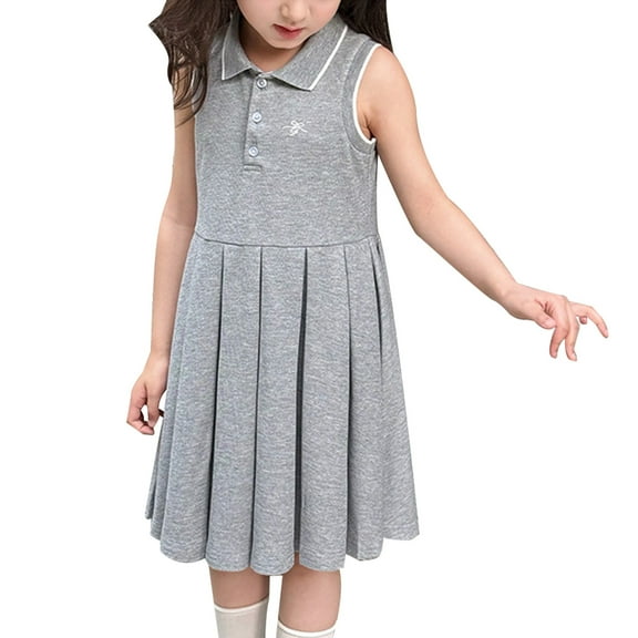CAIVO Girls Dresses Casual Bow Embroidery Sleeveless Dress Vests Dress For Child Daily Wear Summer Fall Trendy Toddler Child Daily Wear