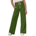 thumbnail image 1 of CAIVO Girls Elastic Waist Wide Leg Pants Straight Leg Casual Trousers Kids Youth Summer Fashion Pure Color Long Bottoms Cute Slacks, 1 of 6