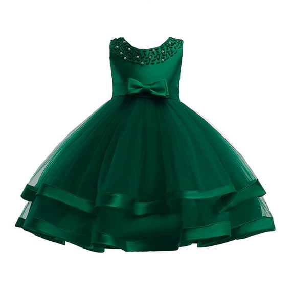 CAIVO Girls Flower Dresses For Wedding O-Neck Party Pageant Princess Dress Cozy Toddler Child Daily Wear