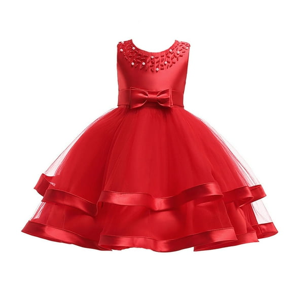 CAIVO Girls Flower Dresses For Wedding O-Neck Party Pageant Princess Dress Cute Toddler Child Daily Wear