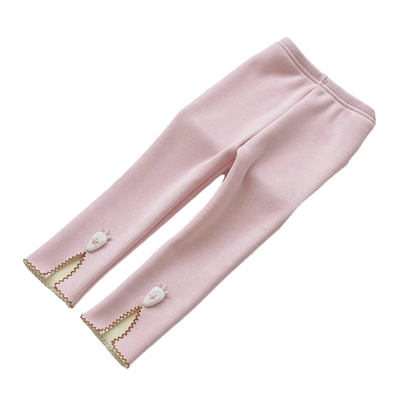 CAIVO Girls Fuzzy Leggings Thermal Winter Tights Soft Blend Comfort Stretch Pants Toddler Kids Playwear Everyday Trouser Breathable Solid Color Slacks