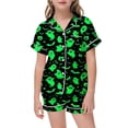 thumbnail image 1 of CAIVO Girls Halloween 2 Piece Pajama Sets Short Sleeve Button Down Up Tops With Shorts And Pockets Cute Comfortable Sleepwear For Kids Homewear, 1 of 4