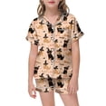 thumbnail image 1 of CAIVO Girls Halloween 2 Piece Pajama Sets Short Sleeve Button Down Up Tops With Shorts And Pockets Cute Comfortable Sleepwear For Kids Pyjamas, 1 of 4