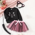thumbnail image 1 of CAIVO Girls Halloween Cat Outfit Sets Tie Dye Purple Skirt Long Sleeve O-Neck Sweatshirt Headband Tail Toddler Kids Clothing Set, 1 of 8
