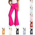 thumbnail image 1 of CAIVO Girls Heart Graphic Pants Flare Legs Kids High Waist Stretch Bell Bottoms with Pockets Casual Daily Wear Trendy Trousers, 1 of 4