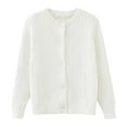 thumbnail image 1 of CAIVO Girls Round Neck Cardigan Button Front Knitted School Sweater Long Sleeve O-Neck Knitwear Boho Child Solid Color Clothing, 1 of 5