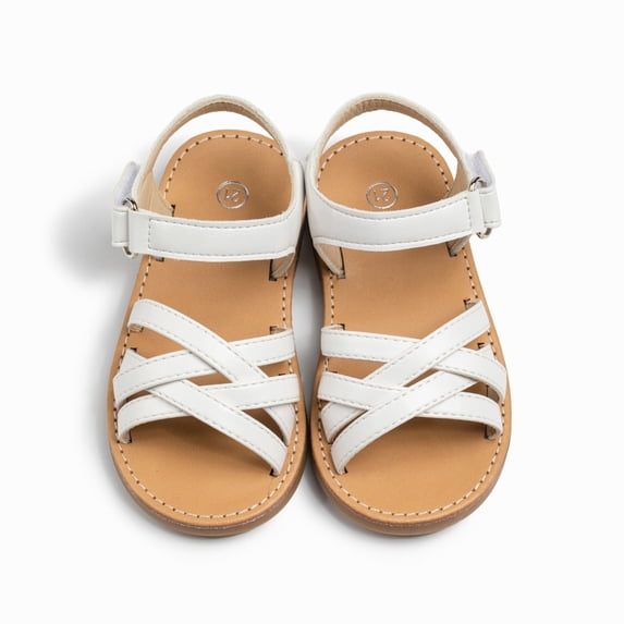 CAIVO Girls Sandals Toddlers Soft Sole Glitter PU With Flower Weaving Design Casual Summer Shoes For Baby Party Dress Shoes Kids Holiday Celebrations