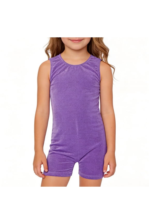 Girls Seamless Dance Leotard Workout Gymnastics Unitard With Built In Shorts For Training Practice Performance Sleeveless Trendy Kids Onesie