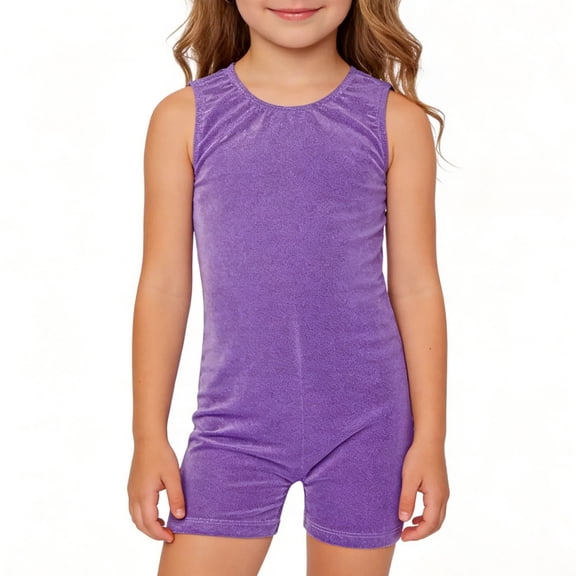 CAIVO Girls Seamless Dance Leotard Workout Gymnastics Unitard With Built In Shorts For Training Practice Performance Sleeveless Trendy Kids Onesie