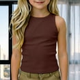 thumbnail image 1 of CAIVO Girls Shirts Tank Tops Kids Athletic Racerback Crewneck Sleeveless Solid Color Tops Dance Workout Yoga Shirts For O-Neck Child , Brown, 1 of 8