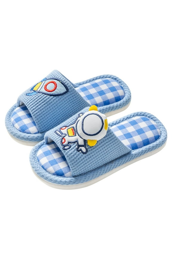 Girls Shoes Boys Kids Home Slides Indoor Floor Cute Cartoon Soft Comfortable Non- Linen Slipper Lightweight Solid Color Beach Sandals for Summer Fun