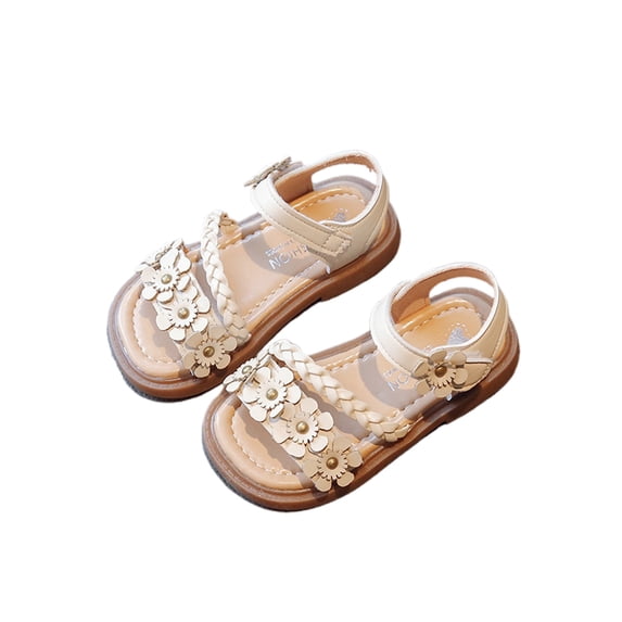 CAIVO Girls Shoes Soft Soled Flower Sandals Summer Solid Color Sandals Versatile Footwear