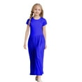 thumbnail image 1 of CAIVO Girls Short Sleeve Solid Color Loose Casual Long Maxi Dresses O-Neck With Pockets Holiday Toddler Child Daily Wear, 1 of 4