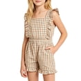 CAIVO Girls Striped Romper With Ruffle Trim Cute Square Neck Playsuit ...