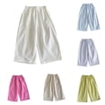 thumbnail image 1 of CAIVO Girls Summer Casual Pants Straight Leg Lightweight Toddler Baby Carrot Style Trousers Lovely Solid Color Kids Bottoms, 1 of 4