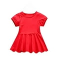 thumbnail image 1 of CAIVO Girls Summer Dresses O-Neck Casual Dress For Baby Toddler Girls Solid Color Elastic Waist Outdoor Play Dress For 5 Months To 4 Years Soft Child Daily Wear, 1 of 3