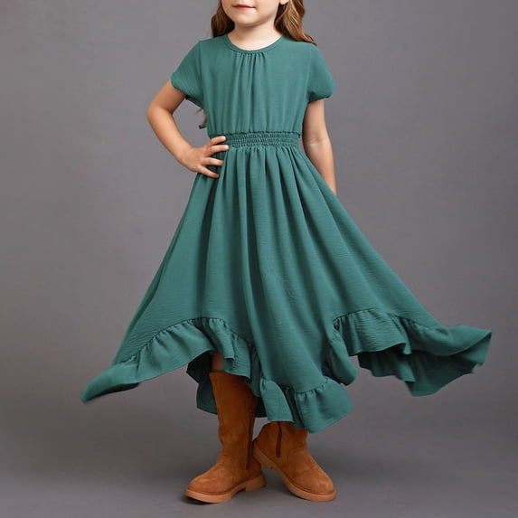 CAIVO Girls Summer Linen Tie Backless Dress Sleeveless Formal Gown For Toddler Big Kid O-Neck Versatile Dresses