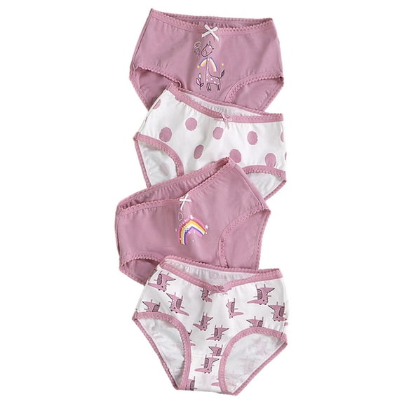CAIVO Girls Underwear Breathable Comfortable Underpanties Toddler Kids 4-Pack Soft Stretchy Elastic Waistband Everyday Wear Panties Birthday Child Solid Color Panty