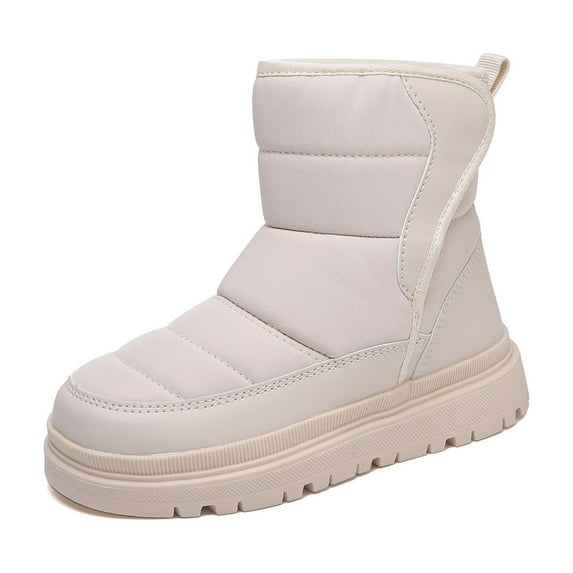 CAIVO Girls Winter Boots Warm Fuzzy Thick Sole Outdoor Cold Weather Lightweight Solid Color Footwear Toddler Kids Fashionable Child Shoes