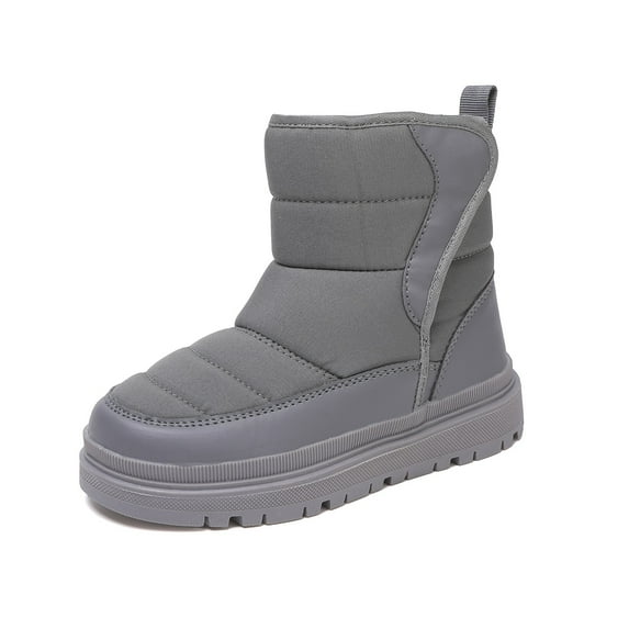 CAIVO Girls Winter Boots Warm Fuzzy Thick Sole Outdoor Cold Weather Lightweight Solid Color Footwear Toddler Kids Versatile Child Shoes