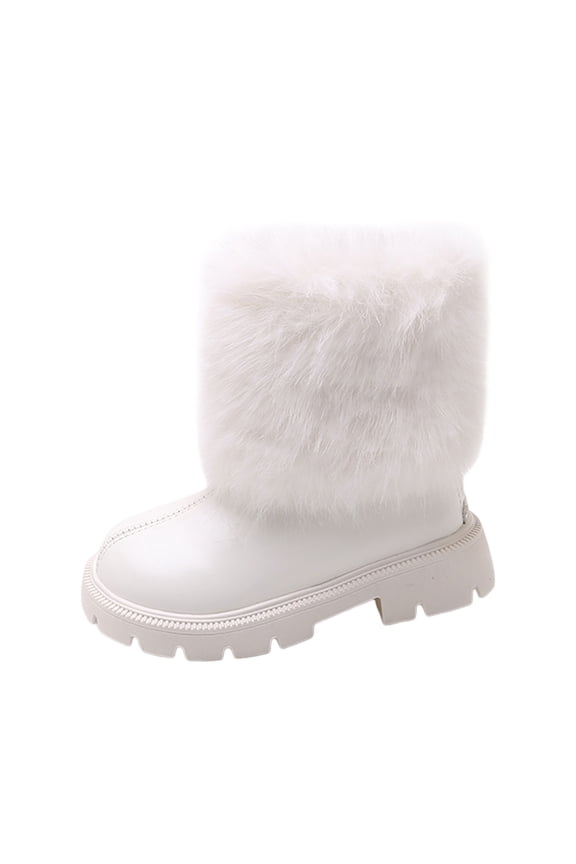 Girls Winter Boots With Ankle Height Booties Comfortable Casual Pull On Zipper Design Toddler Kids Fashionable Solid Color Child Shoes